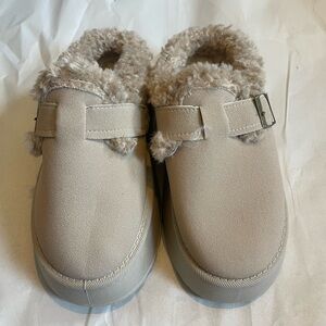 Cozy Beige Faux Fur Lined Clogs